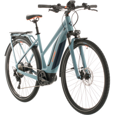 Bicicleta de viaje eléctrica CUBE TOURING HYBRID EXC 500 TRAPEZ Mujer Azul/Naranja 2020 0